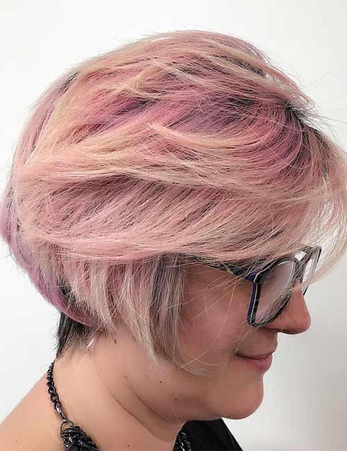 15. Pastel Pink Layered Bob