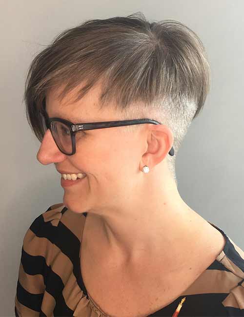 17. Brunette Pixie With Silver Undercut
