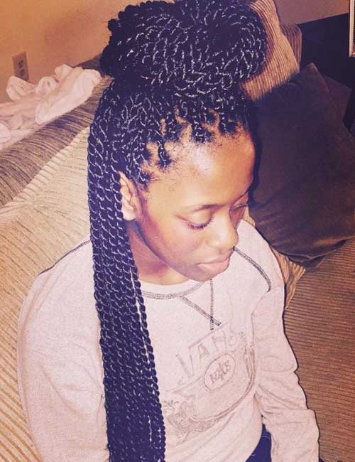 Half Top-knot Senegalese Twists