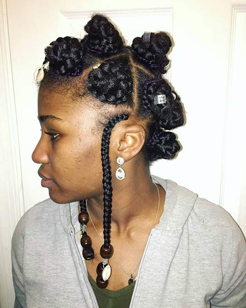 19. Bantu Knots With Braided Ends