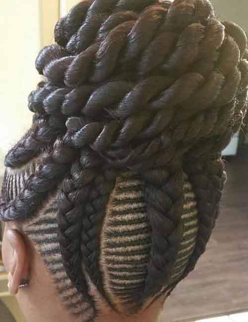 Ghana Braids - Angled Ghana Braids Top Bun