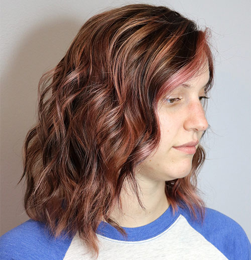 Vibrant Rose Brown Partial Highlights