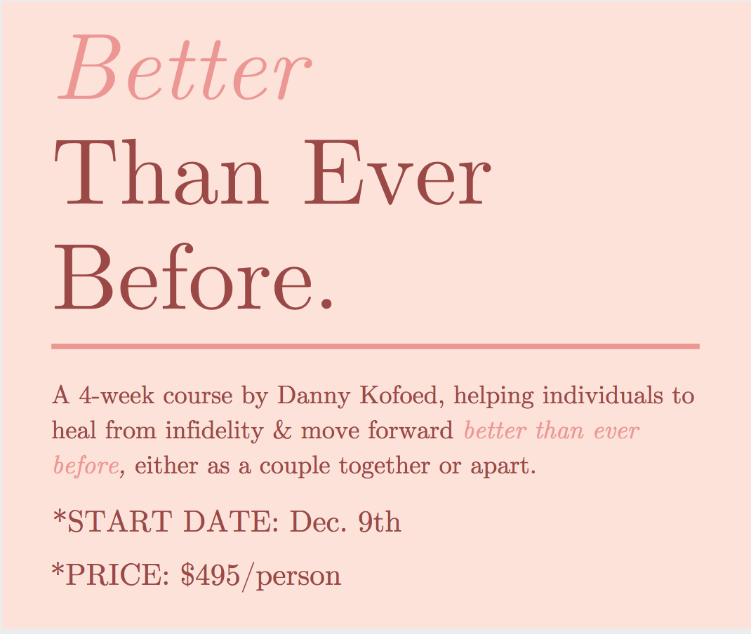 Healing from Infidelity