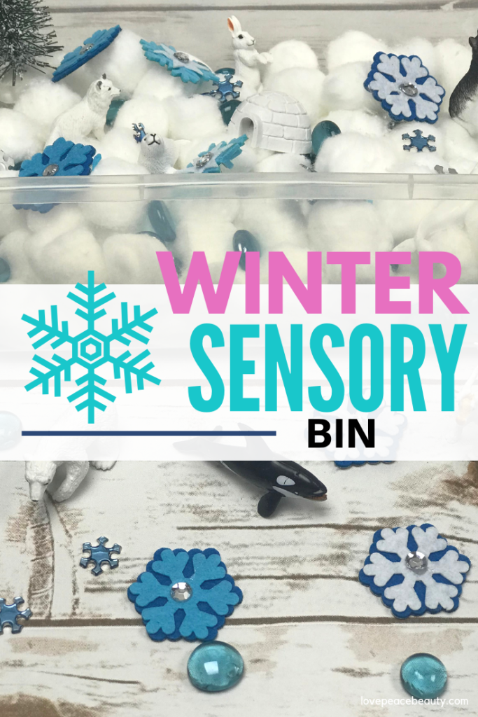 Winter Sensory bin collage image
