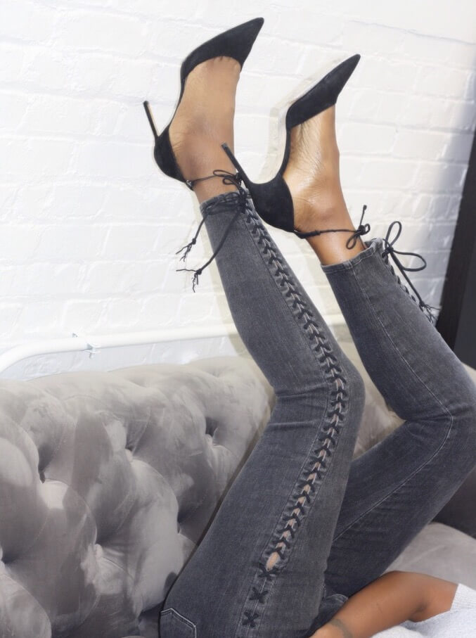 Lace Up Skinny Jeans