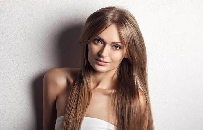 A woman with long bangs